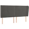 Image de vidaXL Tête de Lit avec Oreilles Meuble de Chambre à Coucher Accessoire de Lit Double Tête de Cadre de Lit Gris Foncé 203x23x118/128 cm Velours