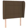 Image de vidaXL Tête de Lit avec Oreilles Meuble de Chambre à Coucher Accessoire de Lit Simple Tête de Cadre de Lit Marron Foncé 103x23x118/128 cm Tissu