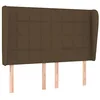 Image de vidaXL Tête de Lit avec Oreilles Meuble de Chambre à Coucher Accessoire de Lit Double Tête de Cadre de Lit Marron Foncé 147x23x118/128 cm Tissu