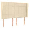 Image de vidaXL Tête de Lit avec Oreilles Meuble de Chambre à Coucher Accessoire de Lit Double Tête de Cadre de Lit Intérieur Crème 147x23x118/128 cm Tissu