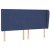 Image de vidaXL Tête de Lit avec Oreilles Meuble de Chambre à Coucher Accessoire de Lit Double Tête de Cadre de Lit Intérieur Bleu 163x23x118/128 cm Tissu