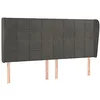 Image de vidaXL Tête de Lit avec Oreilles Meuble de Chambre à Coucher Accessoire de Lit Double Tête de Cadre de Lit Gris Foncé 183x23x118/128 cm Velours
