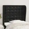 Image de vidaXL Tête de lit avec oreilles Noir 83x23x118/128 cm Similicuir