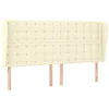 Image de vidaXL Tête de Lit avec Oreilles Meuble de Chambre à Coucher Accessoire de Lit Double Tête de Cadre de Lit Crème 203x23x118/128 cm Similicuir
