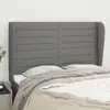 Image de vidaXL Tête de lit avec oreilles Gris foncé 147x23x118/128 cm Tissu