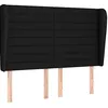 Image de vidaXL Tête de Lit avec Oreilles Meuble de Chambre à Coucher Accessoire de Lit Double Tête de Cadre de Lit Intérieur Noir 147x23x118/128 cm Tissu