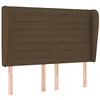 Image de vidaXL Tête de Lit avec Oreilles Meuble de Chambre à Coucher Accessoire de Lit Double Tête de Cadre de Lit Marron Foncé 147x23x118/128 cm Tissu