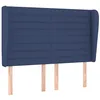 Image de vidaXL Tête de Lit avec Oreilles Meuble de Chambre à Coucher Accessoire de Lit Double Tête de Cadre de Lit Intérieur Bleu 147x23x118/128 cm Tissu