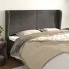 Image de vidaXL Tête de lit avec oreilles Gris foncé 203x23x118/128 cm Velours