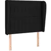 Image de vidaXL Tête de Lit avec Oreilles Meuble de Chambre à Coucher Accessoire de Lit Simple Tête de Cadre de Lit Intérieur Noir 103x23x118/128 cm Tissu
