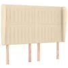 Image de vidaXL Tête de Lit avec Oreilles Meuble de Chambre à Coucher Accessoire de Lit Double Tête de Cadre de Lit Intérieur Crème 147x23x118/128 cm Tissu