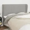 Image de vidaXL Tête de lit avec oreilles Gris clair 183x23x118/128 cm Tissu
