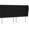 Image de vidaXL Tête de Lit avec Oreilles Meuble de Chambre à Coucher Accessoire de Lit Double Tête de Cadre de Lit Intérieur Noir 183x23x118/128 cm Tissu