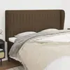 Image de vidaXL Tête de lit avec oreilles Marron foncé 183x23x118/128 cm Tissu
