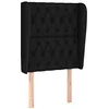 Image de vidaXL Tête de Lit avec Oreilles Meuble de Chambre à Coucher Accessoire de Lit Simple Tête de Cadre de Lit Intérieur Noir 83x23x118/128 cm Tissu