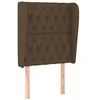 Image de vidaXL Tête de Lit avec Oreilles Meuble de Chambre à Coucher Accessoire de Lit Simple Tête de Cadre de Lit Marron Foncé 83x23x118/128 cm Tissu