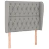 Image de vidaXL Tête de Lit avec Oreilles Meuble de Chambre à Coucher Accessoire de Lit Simple Tête de Cadre de Lit Gris Clair 103x23x118/128 cm Tissu