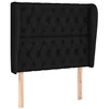 Image de vidaXL Tête de Lit avec Oreilles Meuble de Chambre à Coucher Accessoire de Lit Simple Tête de Cadre de Lit Intérieur Noir 103x23x118/128 cm Tissu