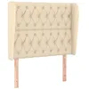 Image de vidaXL Tête de Lit avec Oreilles Meuble de Chambre à Coucher Accessoire de Lit Simple Tête de Cadre de Lit Intérieur Crème 103x23x118/128 cm Tissu