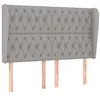 Image de vidaXL Tête de Lit avec Oreilles Meuble de Chambre à Coucher Accessoire de Lit Double Tête de Cadre de Lit Gris Clair 147x23x118/128 cm Tissu