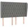 Image de vidaXL Tête de Lit avec Oreilles Meuble de Chambre à Coucher Accessoire de Lit Double Tête de Cadre de Lit Gris Foncé 163x23x118/128 cm Tissu