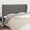 Image de vidaXL Tête de lit avec oreilles Gris foncé 183x23x118/128 cm Tissu