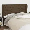 Image de vidaXL Tête de lit avec oreilles Marron foncé 203x23x118/128 cm Tissu