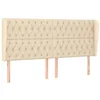 Image de vidaXL Tête de Lit avec Oreilles Meuble de Chambre à Coucher Accessoire de Lit Double Tête de Cadre de Lit Intérieur Crème 203x23x118/128 cm Tissu