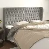 Image de vidaXL Tête de lit avec oreilles Gris clair 183x23x118/128 cm Velours