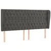 Image de vidaXL Tête de Lit avec Oreilles Meuble de Chambre à Coucher Accessoire de Lit Double Tête de Cadre de Lit Gris Foncé 183x23x118/128 cm Velours