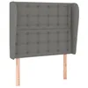 Image de vidaXL Tête de Lit avec Oreilles Meuble de Chambre à Coucher Accessoire de Lit Simple Tête de Cadre de Lit Intérieur Gris Foncé 83x23x118/128 cm Tissu
