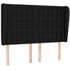 Image de vidaXL Tête de Lit avec Oreilles Meuble de Chambre à Coucher Accessoire de Lit Double Tête de Cadre de Lit Intérieur Noir 147x23x118/128 cm Tissu