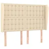 Image de vidaXL Tête de Lit avec Oreilles Meuble de Chambre à Coucher Accessoire de Lit Double Tête de Cadre de Lit Intérieur Crème 147x23x118/128 cm Tissu