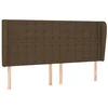 Image de vidaXL Tête de Lit avec Oreilles Meuble de Chambre à Coucher Accessoire de Lit Double Tête de Cadre de Lit Marron Foncé 203x23x118/128 cm Tissu