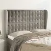 Image de vidaXL Tête de lit avec oreilles Gris clair 147x23x118/128 cm Velours