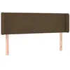 Image de vidaXL Tête de Lit avec Oreilles Meuble de Chambre à Coucher Accessoire de Lit Double Tête de Cadre de Lit Marron Foncé 147x16x78/88 cm Tissu