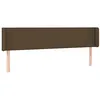 Image de vidaXL Tête de Lit avec Oreilles Meuble de Chambre à Coucher Accessoire de Lit Double Tête de Cadre de Lit Marron Foncé 203x16x78/88 cm Tissu
