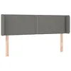 Image de vidaXL Tête de Lit avec Oreilles Meuble de Chambre à Coucher Accessoire de Lit Double Tête de Cadre de Lit Intérieur Gris Foncé 147x16x78/88 cm Tissu