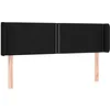 Image de vidaXL Tête de Lit avec Oreilles Meuble de Chambre à Coucher Accessoire de Lit Double Tête de Cadre de Lit Intérieur Noir 147x16x78/88 cm Tissu