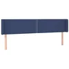 Image de vidaXL Tête de Lit avec Oreilles Meuble de Chambre à Coucher Accessoire de Lit Double Tête de Cadre de Lit Intérieur Bleu 183x16x78/88 cm Tissu