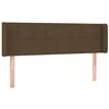 Image de vidaXL Tête de Lit avec Oreilles Meuble de Chambre à Coucher Accessoire de Lit Double Tête de Cadre de Lit Marron Foncé 147x16x78/88 cm Tissu