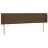 Image de vidaXL Tête de Lit avec Oreilles Meuble de Chambre à Coucher Accessoire de Lit Double Tête de Cadre de Lit Marron Foncé 183x16x78/88 cm Tissu