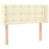 Image de vidaXL Tête de Lit avec Oreilles Meuble de Chambre à Coucher Accessoire de Lit Simple Tête de Cadre de Lit Intérieur Crème 93x16x78/88 cm Similicuir