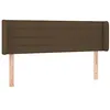 Image de vidaXL Tête de Lit avec Oreilles Meuble de Chambre à Coucher Accessoire de Lit Double Tête de Cadre de Lit Marron Foncé 147x16x78/88 cm Tissu