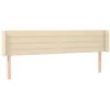 Image de vidaXL Tête de Lit avec Oreilles Meuble de Chambre à Coucher Accessoire de Lit Double Tête de Cadre de Lit Intérieur Crème 203x16x78/88 cm Tissu