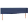 Image de vidaXL Tête de Lit avec Oreilles Meuble de Chambre à Coucher Accessoire de Lit Double Tête de Cadre de Lit Intérieur Bleu 203x16x78/88 cm Tissu