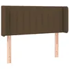 Image de vidaXL Tête de Lit avec Oreilles Meuble de Chambre à Coucher Accessoire de Lit Simple Tête de Cadre de Lit Marron Foncé 103x16x78/88 cm Tissu