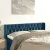 Image de vidaXL Tête de lit avec oreilles Bleu foncé 147x16x78/88 cm Velours