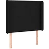 Image de vidaXL Tête de Lit avec Oreilles Meuble de Chambre à Coucher Accessoire de Lit Simple Tête de Cadre de Lit Intérieur Noir 83x16x118/128 cm Tissu