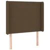 Image de vidaXL Tête de Lit avec Oreilles Meuble de Chambre à Coucher Accessoire de Lit Simple Tête de Cadre de Lit Marron Foncé 93x16x118/128 cm Tissu